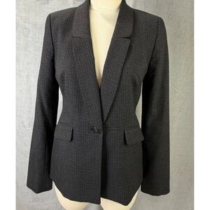 Classiques Entier Charcoal Plaid Textured Tailored Blazer Size 6